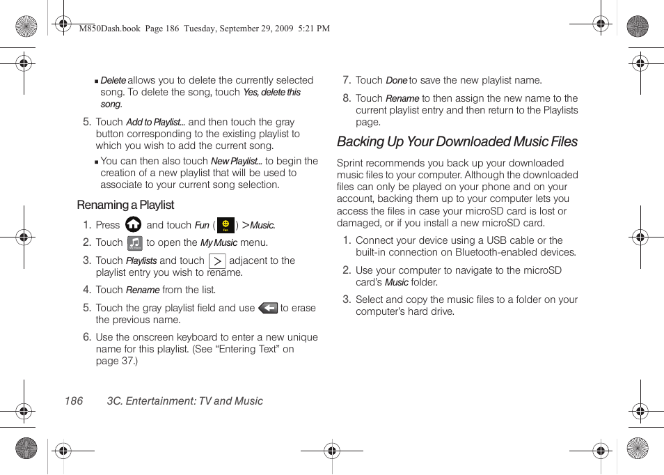 Backing up your downloaded music files | Samsung SPH-M850BSASPR User Manual | Page 198 / 241