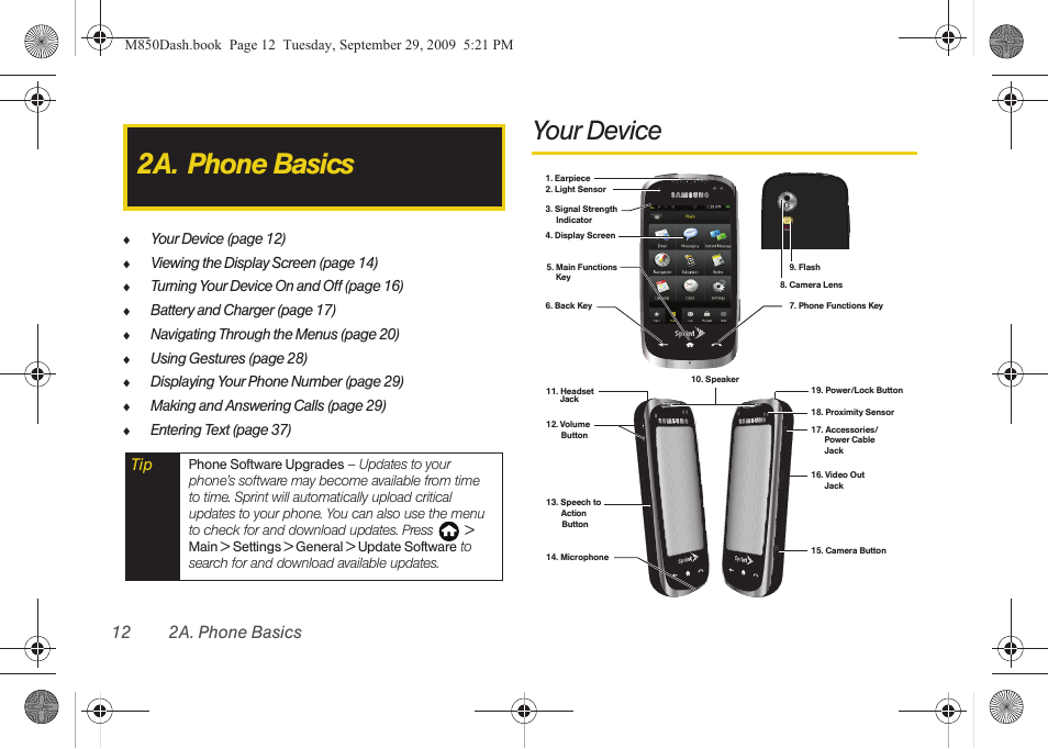 2a. phone basics, Your device, 12 2a. phone basics | Samsung SPH-M850BSASPR User Manual | Page 24 / 241