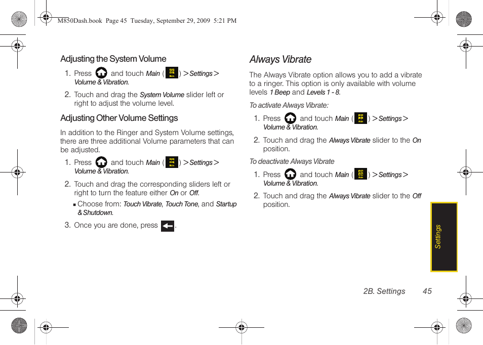 Always vibrate | Samsung SPH-M850BSASPR User Manual | Page 57 / 241