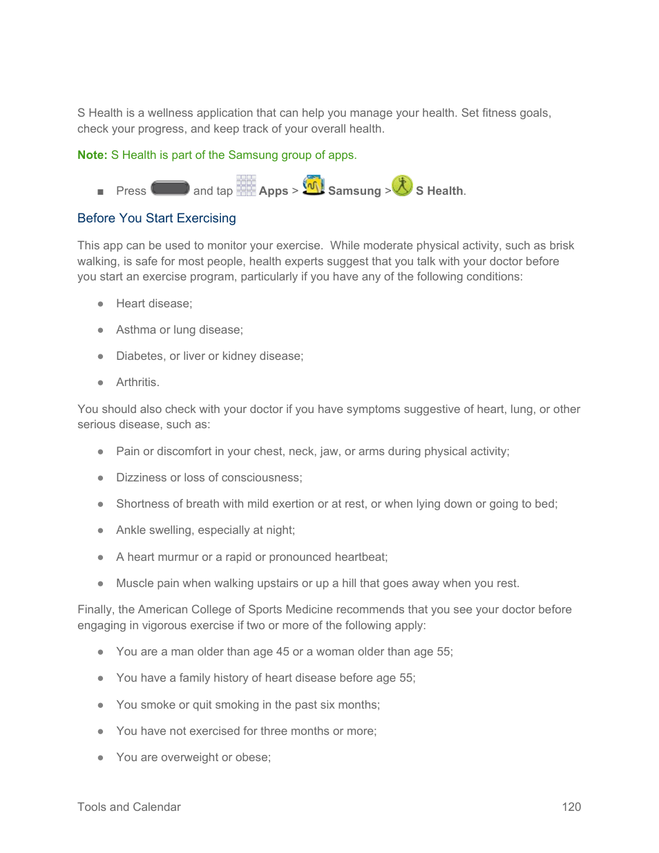 S health | Samsung SM-N900PZKESPR User Manual | Page 133 / 224