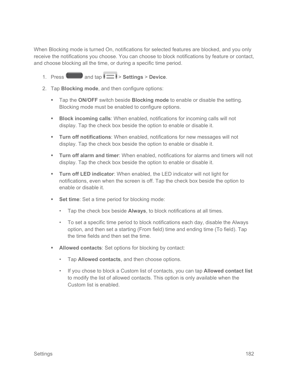 Blocking mode | Samsung SM-N900PZKESPR User Manual | Page 195 / 224