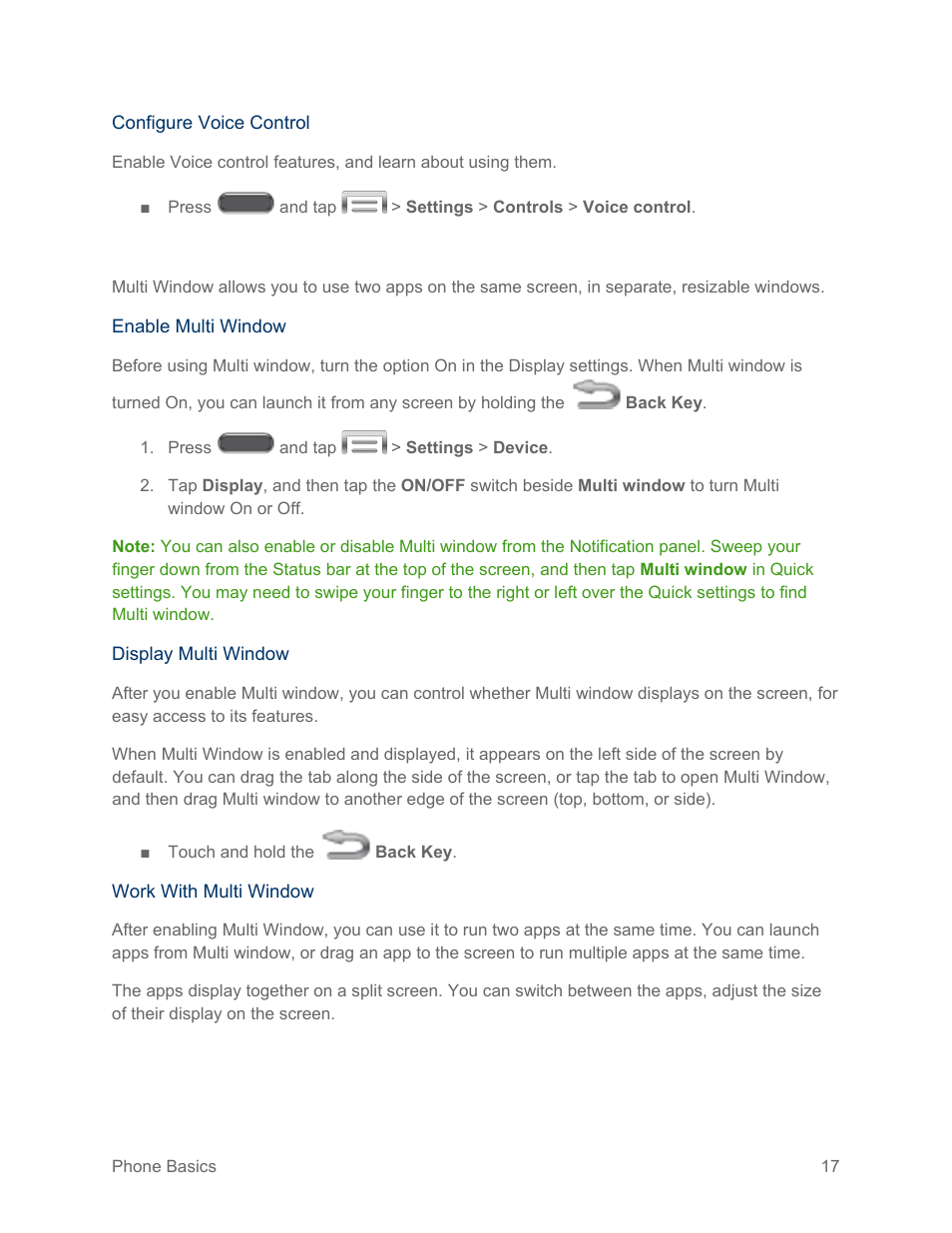 Multi window | Samsung SM-N900PZKESPR User Manual | Page 30 / 224