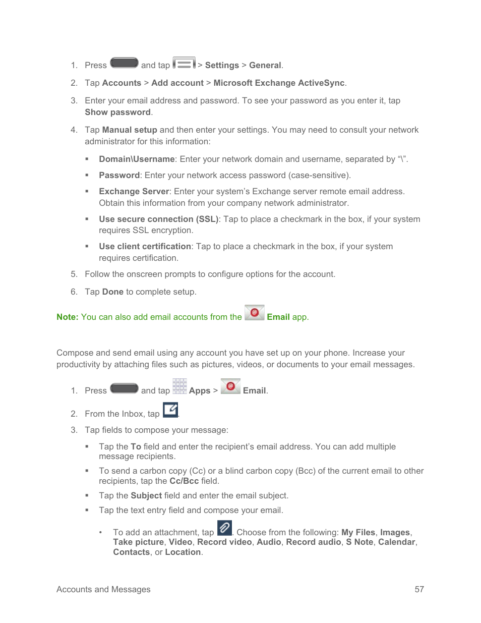 Compose and send email | Samsung SM-N900PZKESPR User Manual | Page 70 / 224