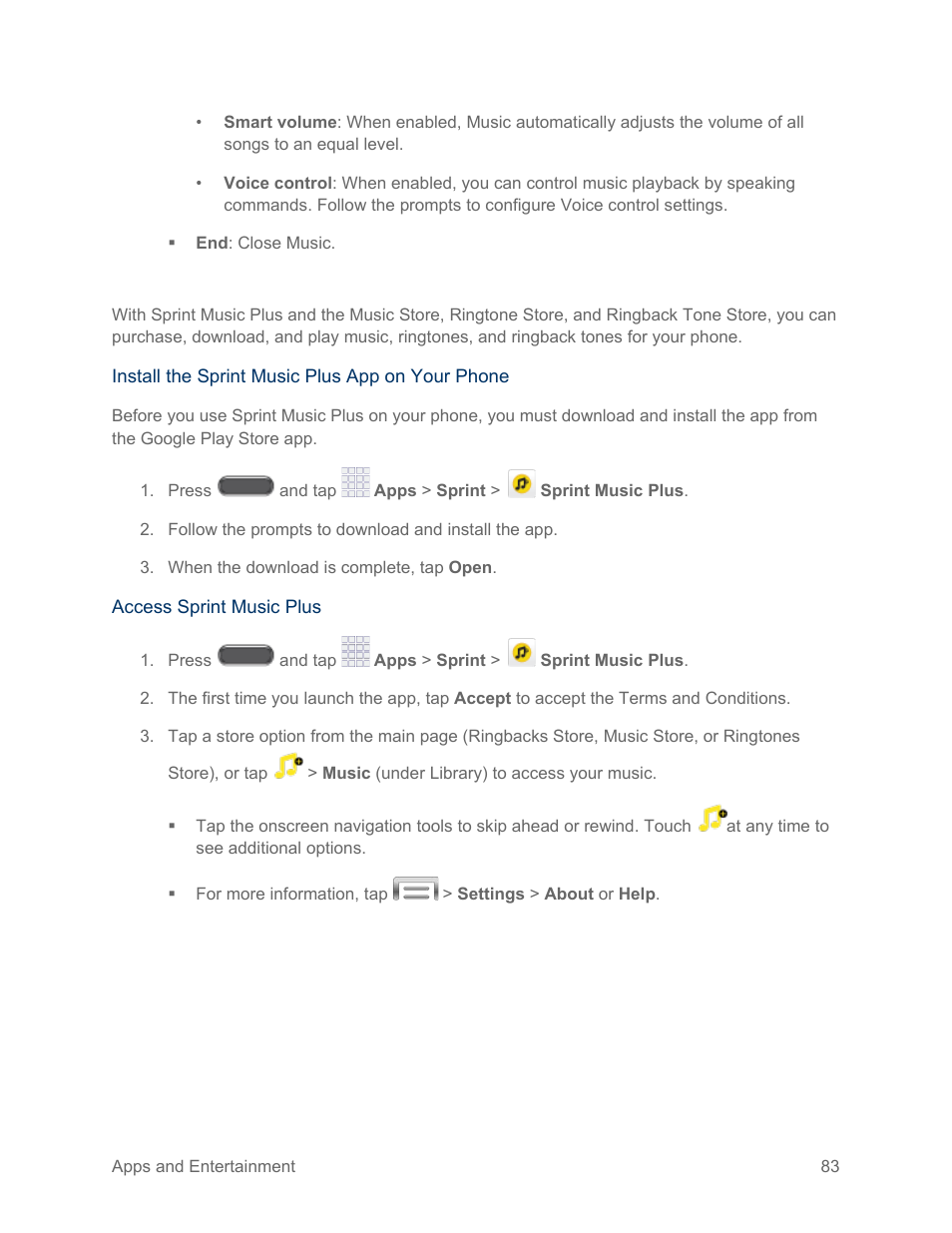 Sprint music plus | Samsung SM-N900PZKESPR User Manual | Page 96 / 224