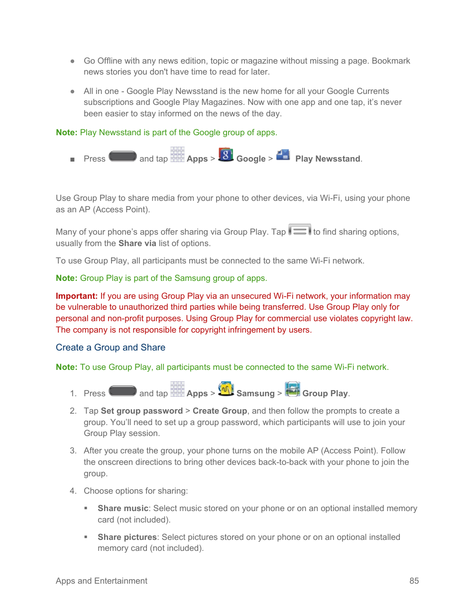 Group play | Samsung SM-N900PZKESPR User Manual | Page 98 / 224