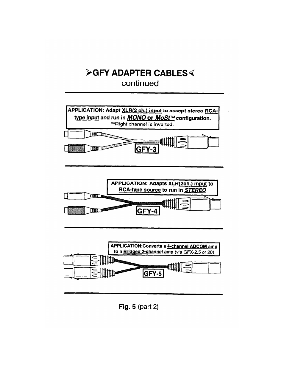 Gfy adapter cables, Continued | Adcom GFA-4304 User Manual | Page 12 / 24