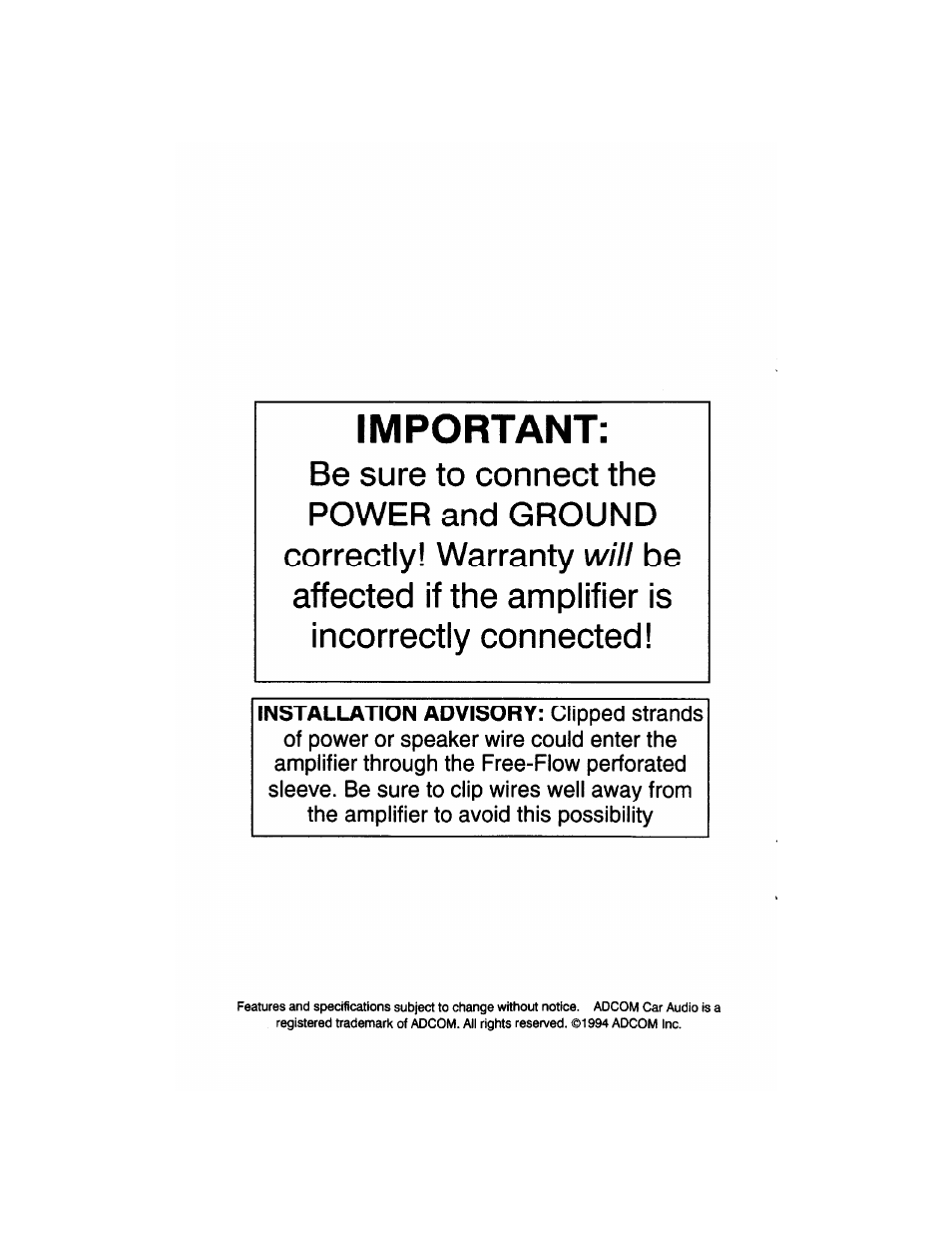 Important, Will | Adcom GFA-4304 User Manual | Page 2 / 24