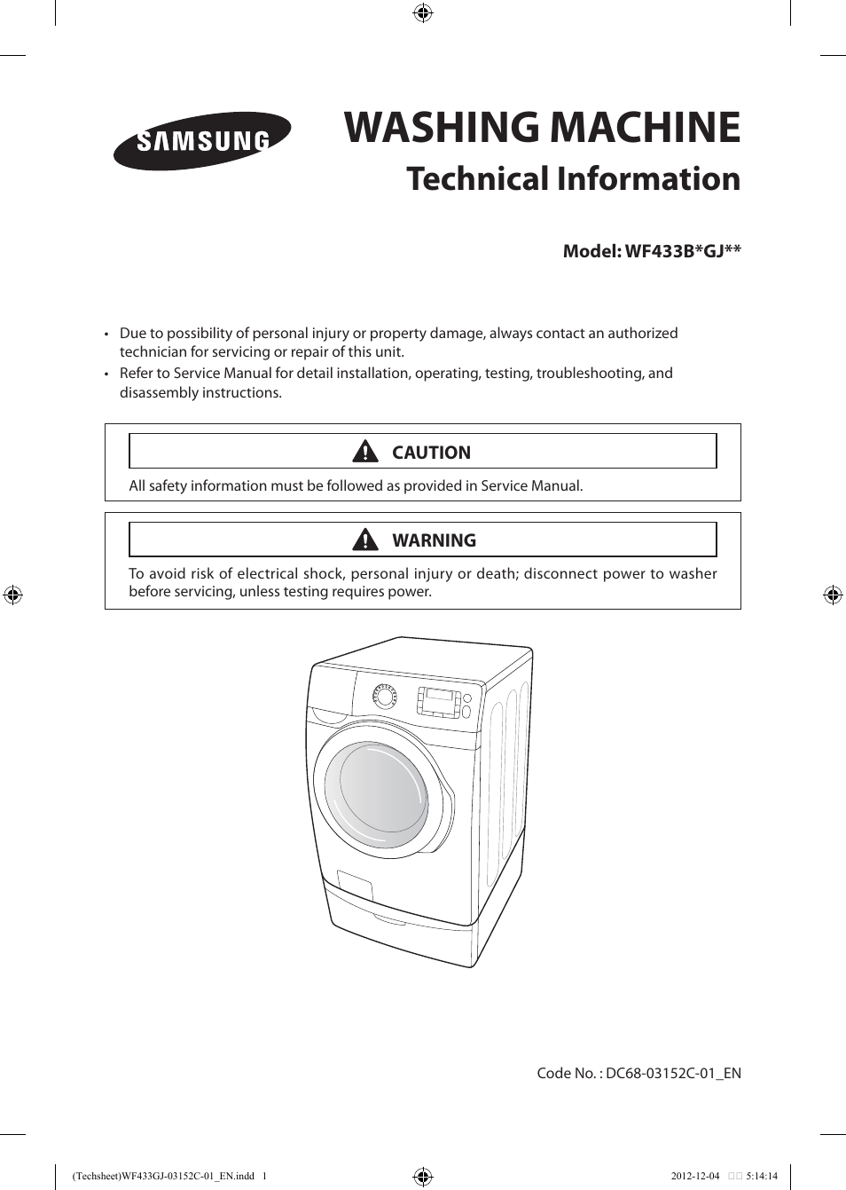 Samsung WF433BTGJWR-A1 User Manual | 60 pages