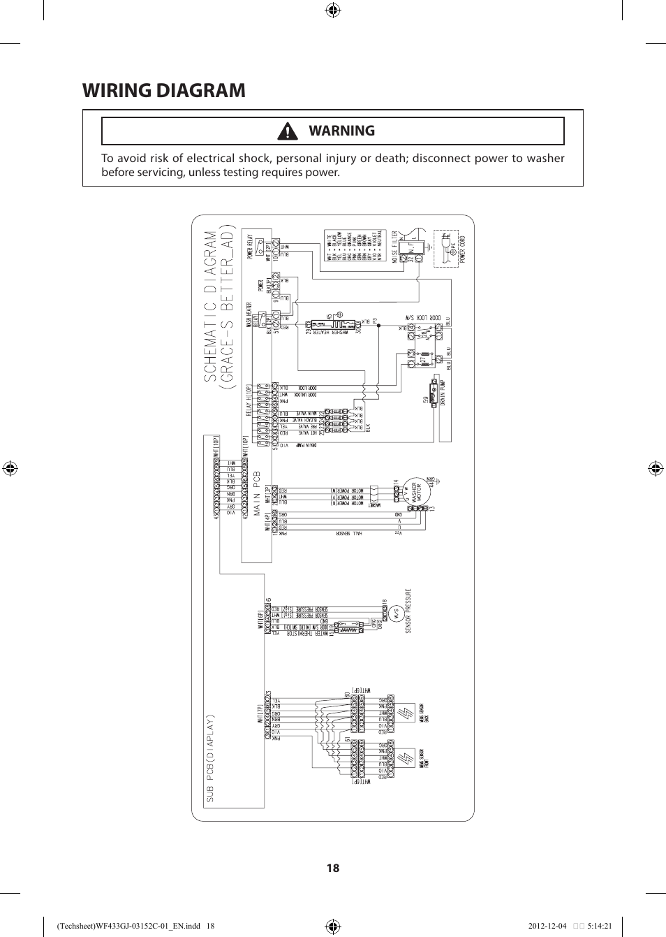 Wiring diagram | Samsung WF433BTGJWR-A1 User Manual | Page 18 / 60