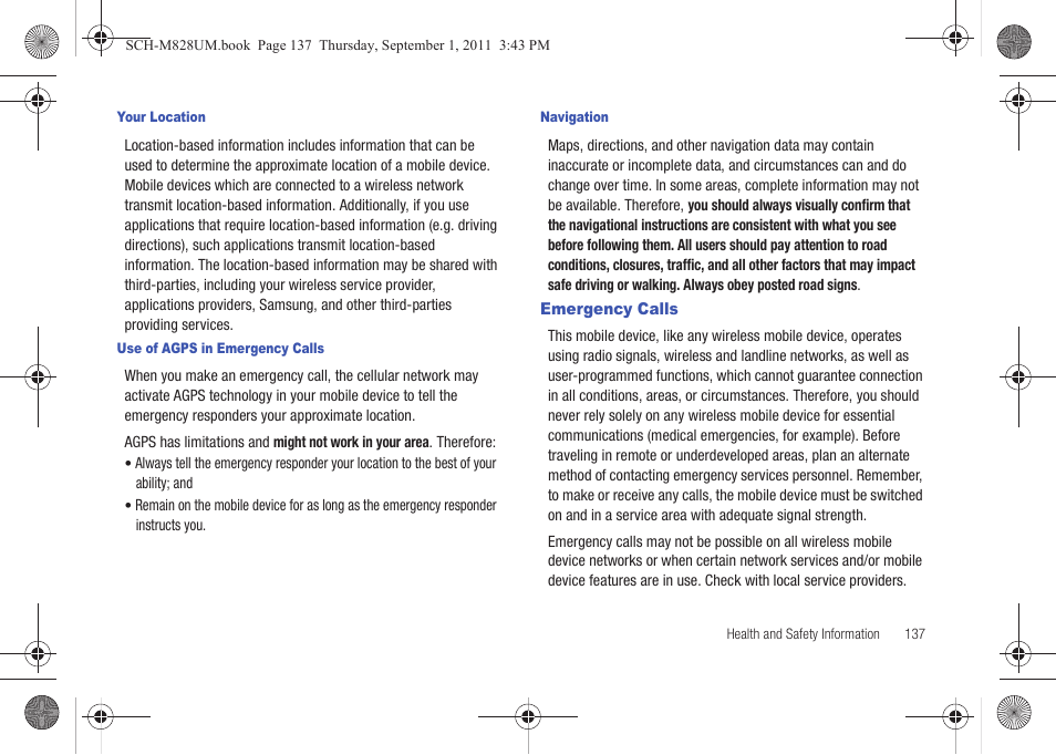Emergency calls | Samsung SCH-M828CAATFN User Manual | Page 141 / 149