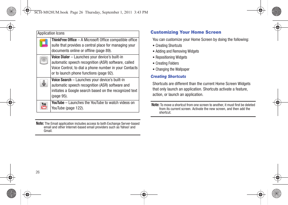 Customizing your home screen | Samsung SCH-M828CAATFN User Manual | Page 30 / 149