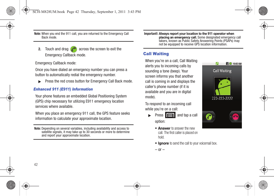 Call waiting | Samsung SCH-M828CAATFN User Manual | Page 46 / 149