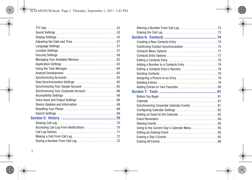 Samsung SCH-M828CAATFN User Manual | Page 6 / 149