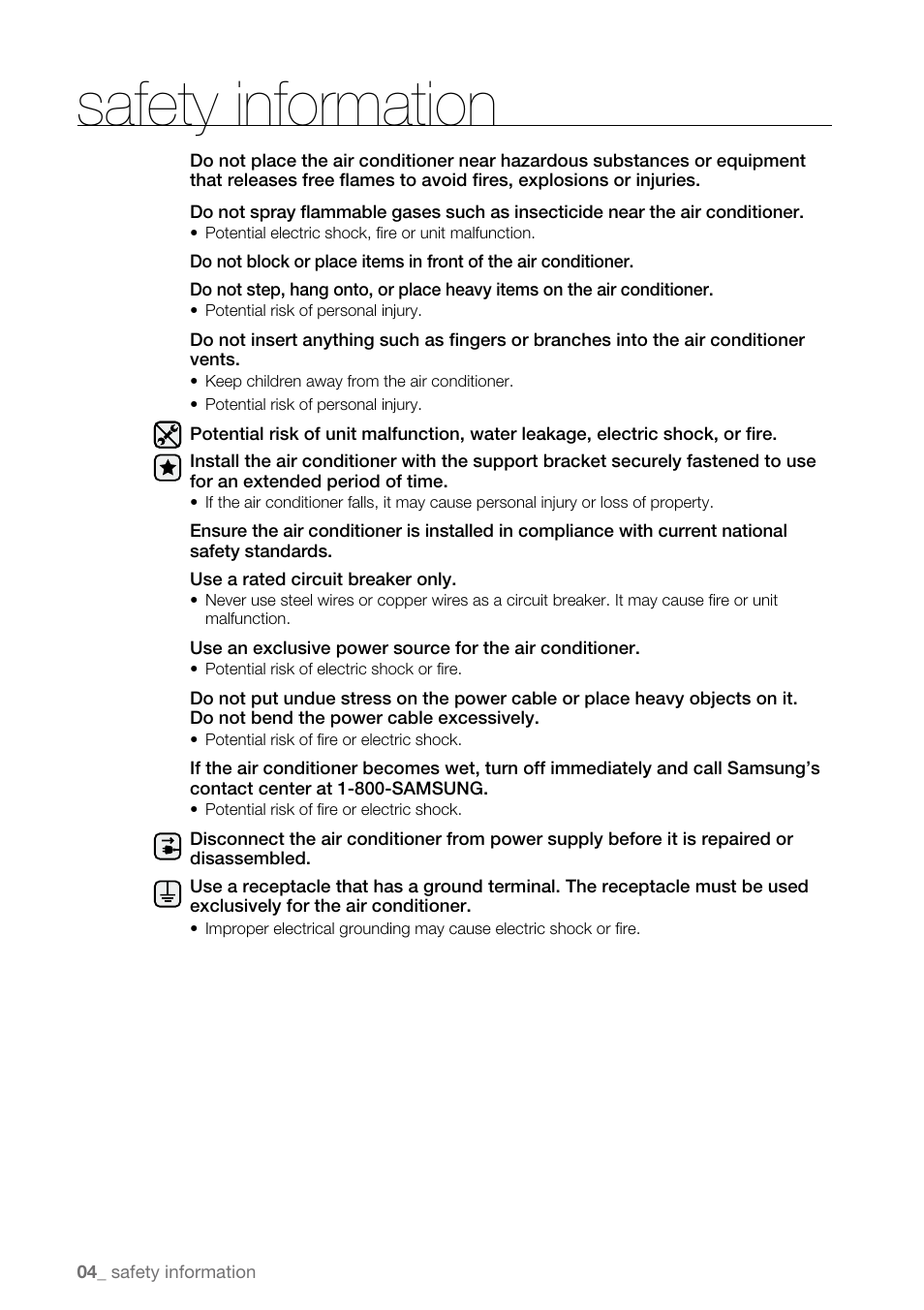 Safety information | Samsung AW15ECB8XAA User Manual | Page 4 / 22