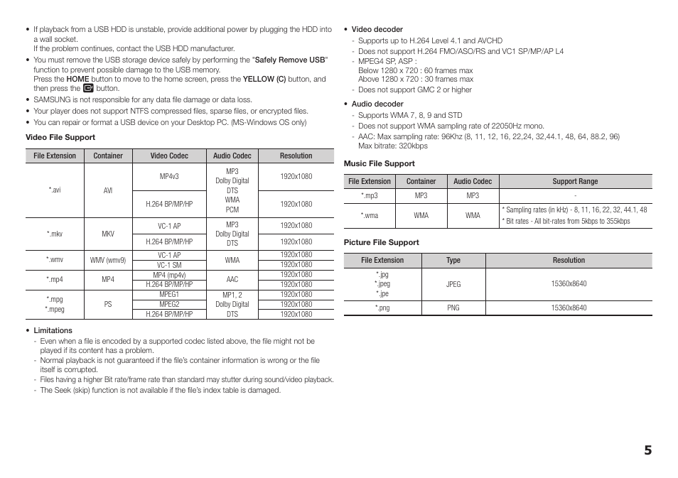 Samsung BD-F5100-ZA User Manual | Page 5 / 25