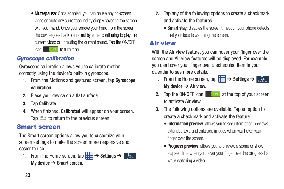 Smart screen, Air view, Smart screen air view | Samsung SGH-I527ZKBATT User Manual | Page 130 / 237