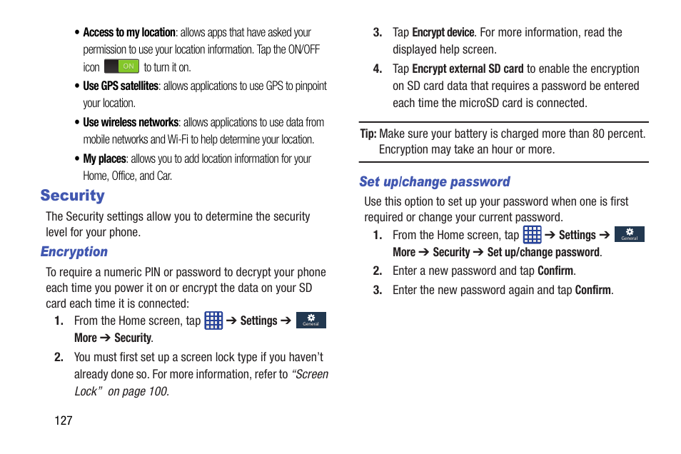 Security | Samsung SGH-I527ZKBATT User Manual | Page 134 / 237