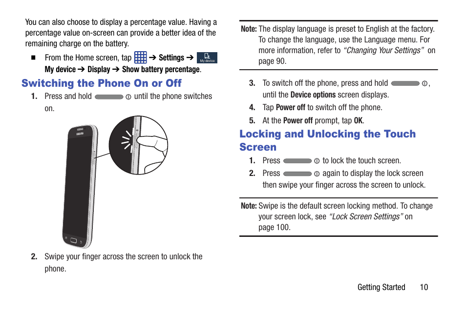 Switching the phone on or off, Locking and unlocking the touch screen | Samsung SGH-I527ZKBATT User Manual | Page 17 / 237