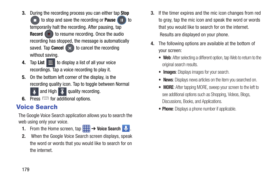 Voice search | Samsung SGH-I527ZKBATT User Manual | Page 186 / 237