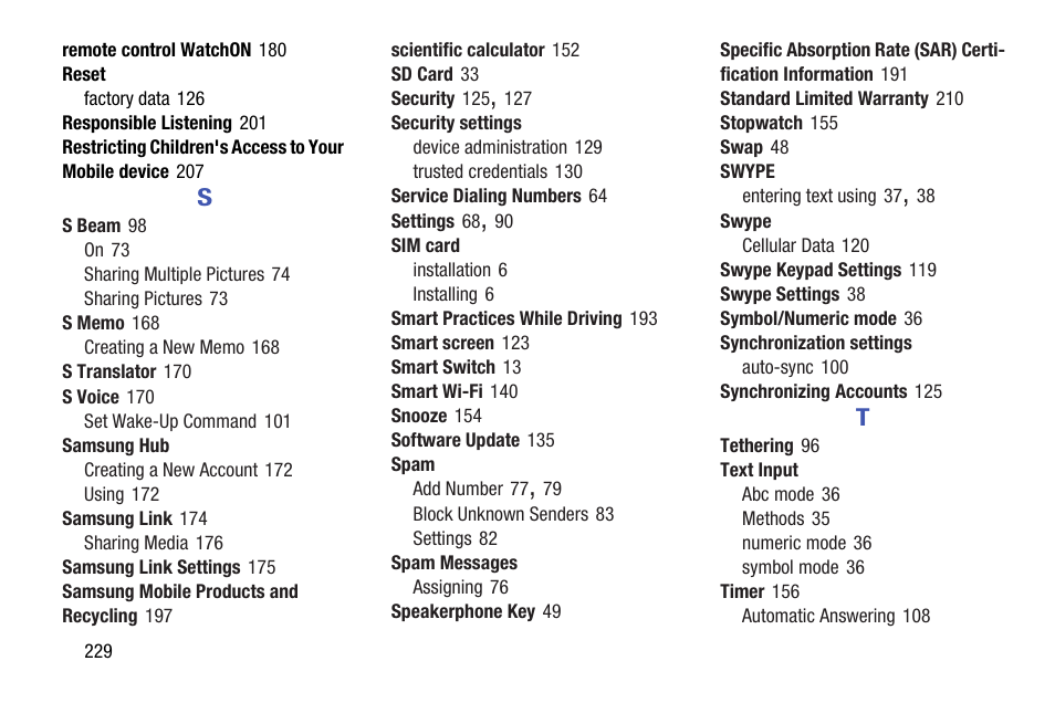 Samsung SGH-I527ZKBATT User Manual | Page 236 / 237