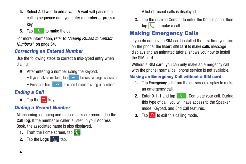 Making emergency calls | Samsung SGH-I527ZKBATT User Manual | Page 48 / 237