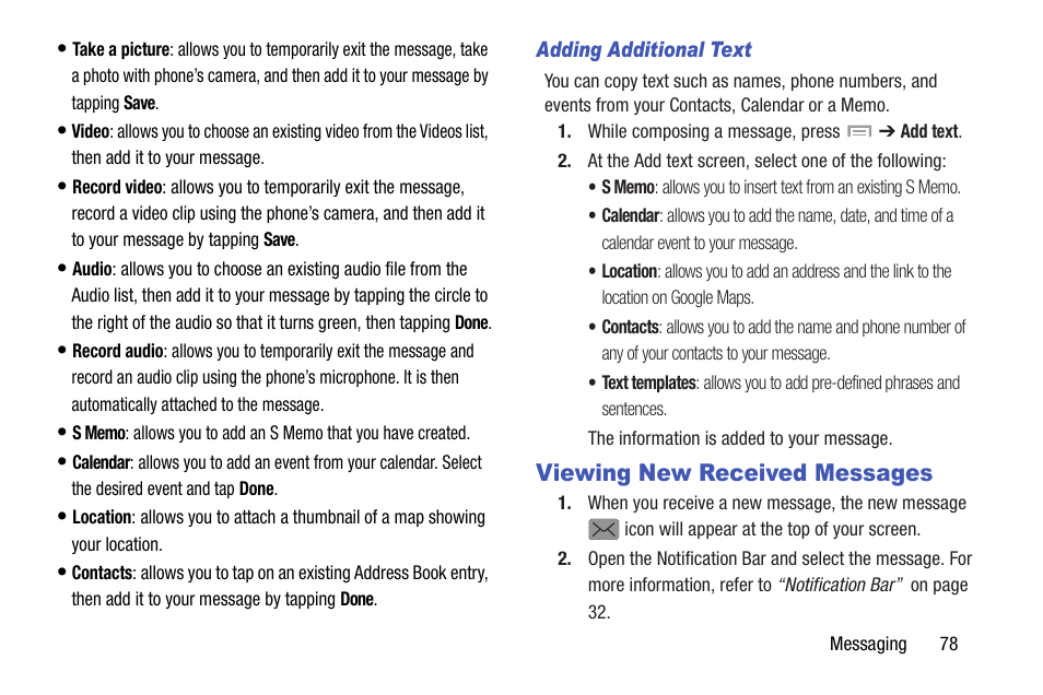 Viewing new received messages | Samsung SGH-I527ZKBATT User Manual | Page 85 / 237