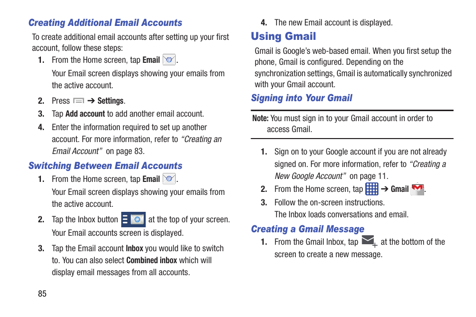 Using gmail | Samsung SGH-I527ZKBATT User Manual | Page 92 / 237