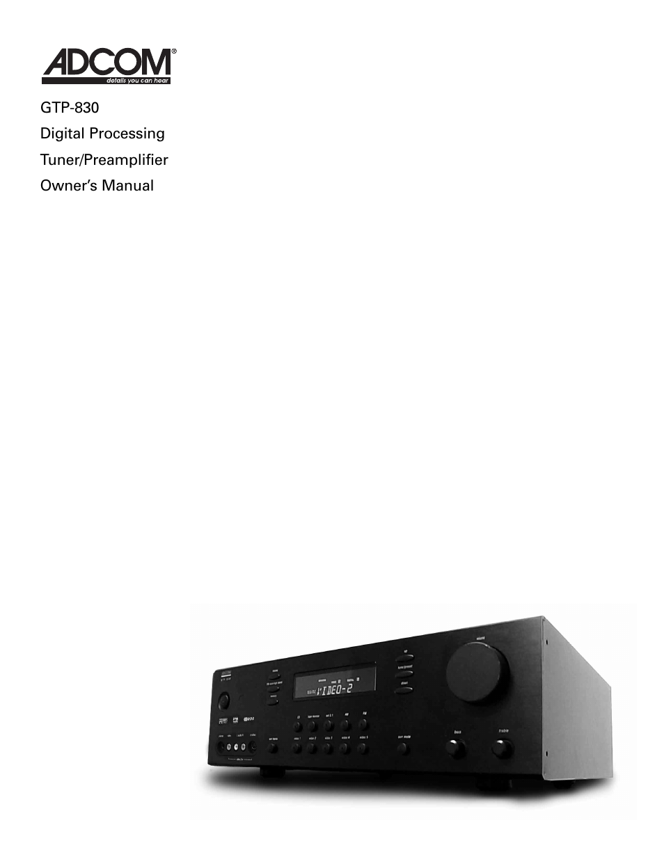 Adcom GTP-830 User Manual | 40 pages