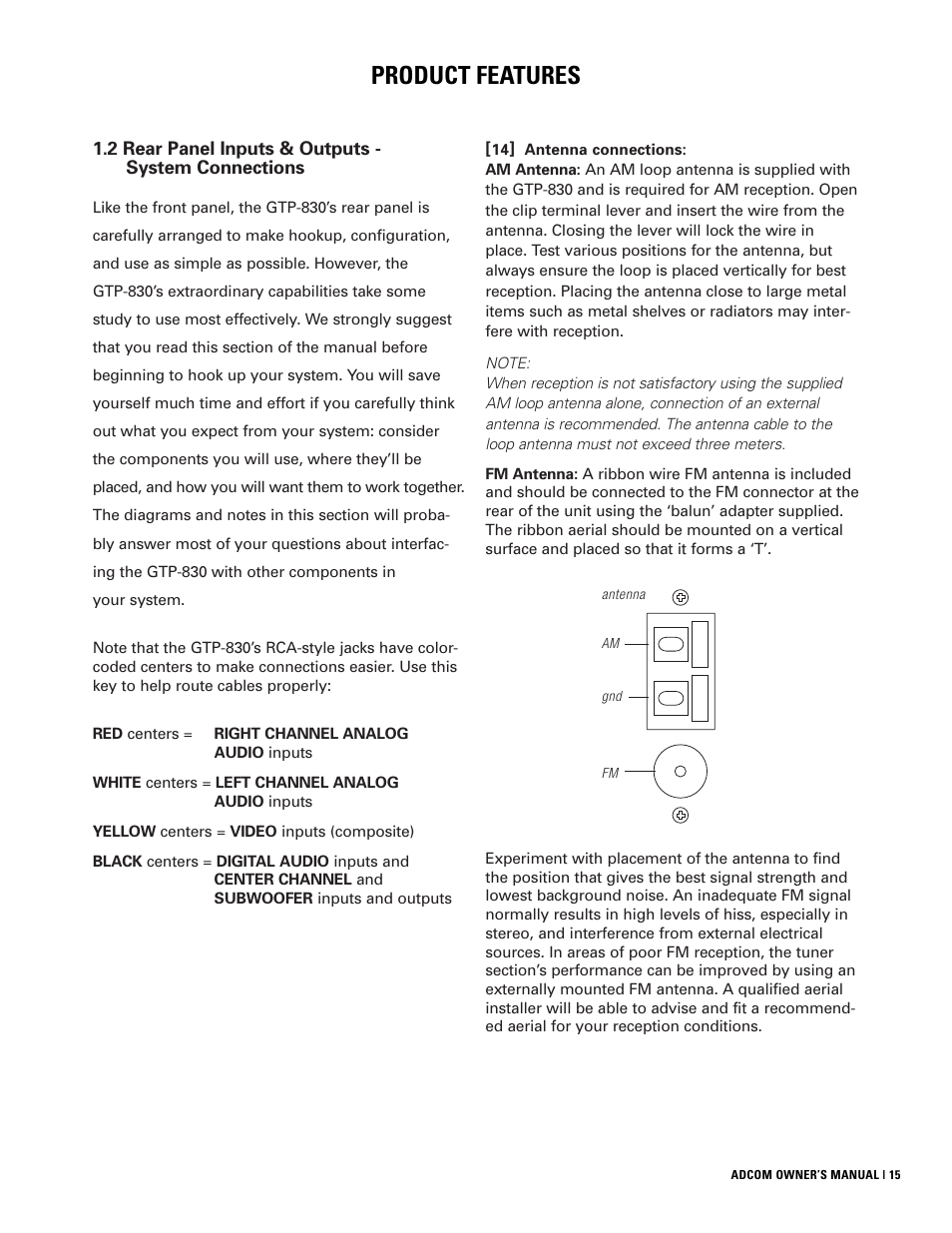 Product features | Adcom GTP-830 User Manual | Page 15 / 40