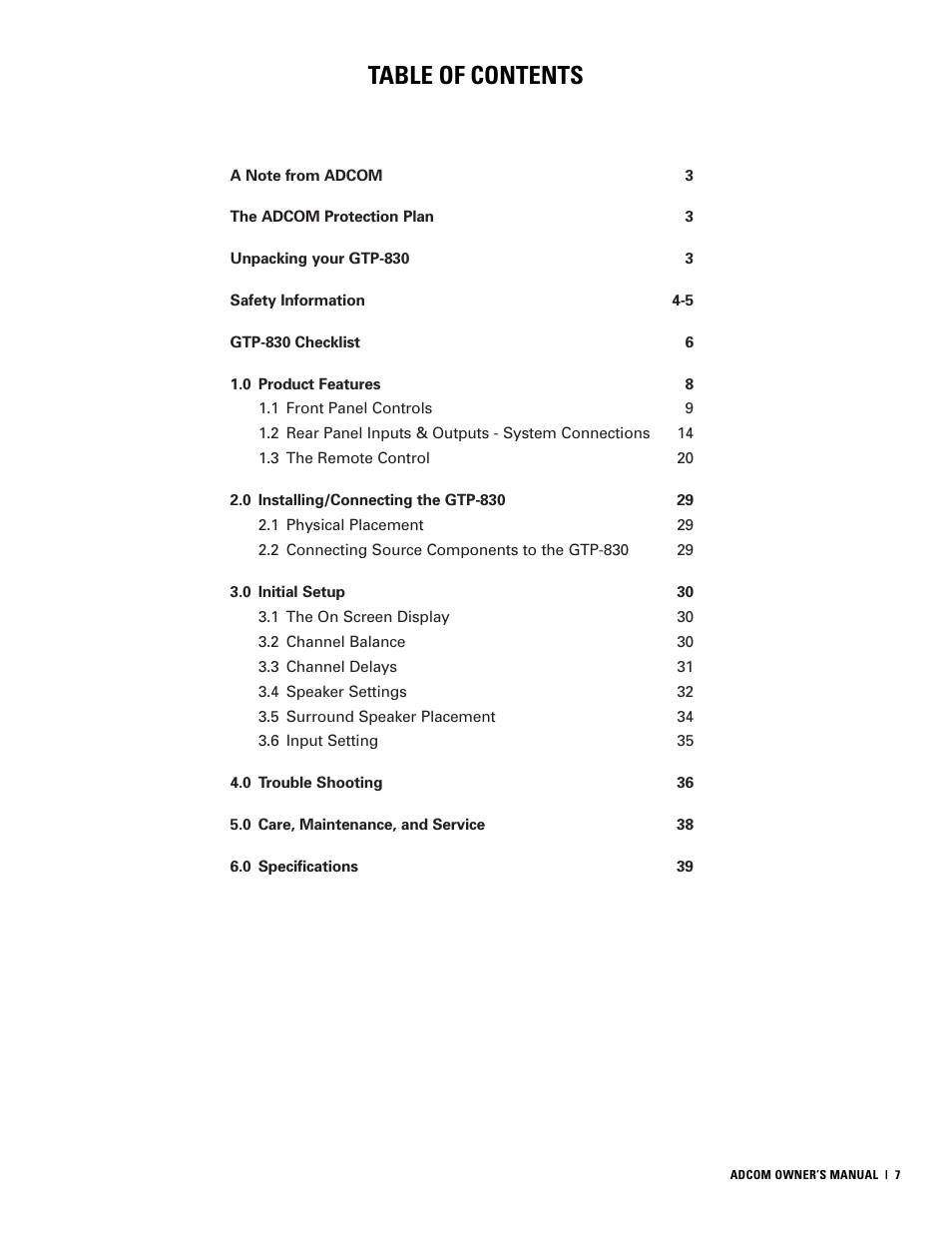 Adcom GTP-830 User Manual | Page 7 / 40