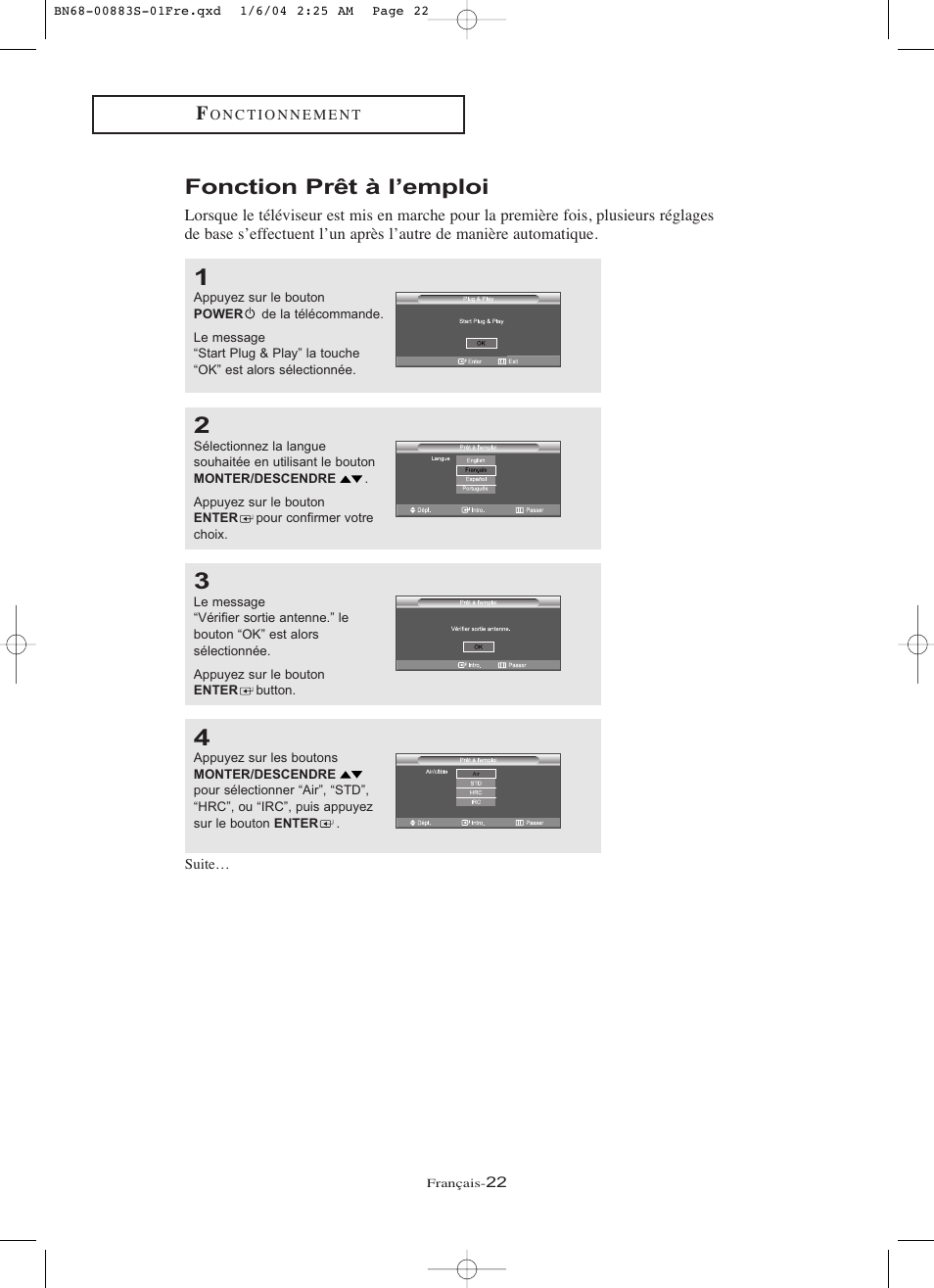 Fonction prêt à l’emploi | Samsung LNR238WXCX-XAA User Manual | Page 113 / 258