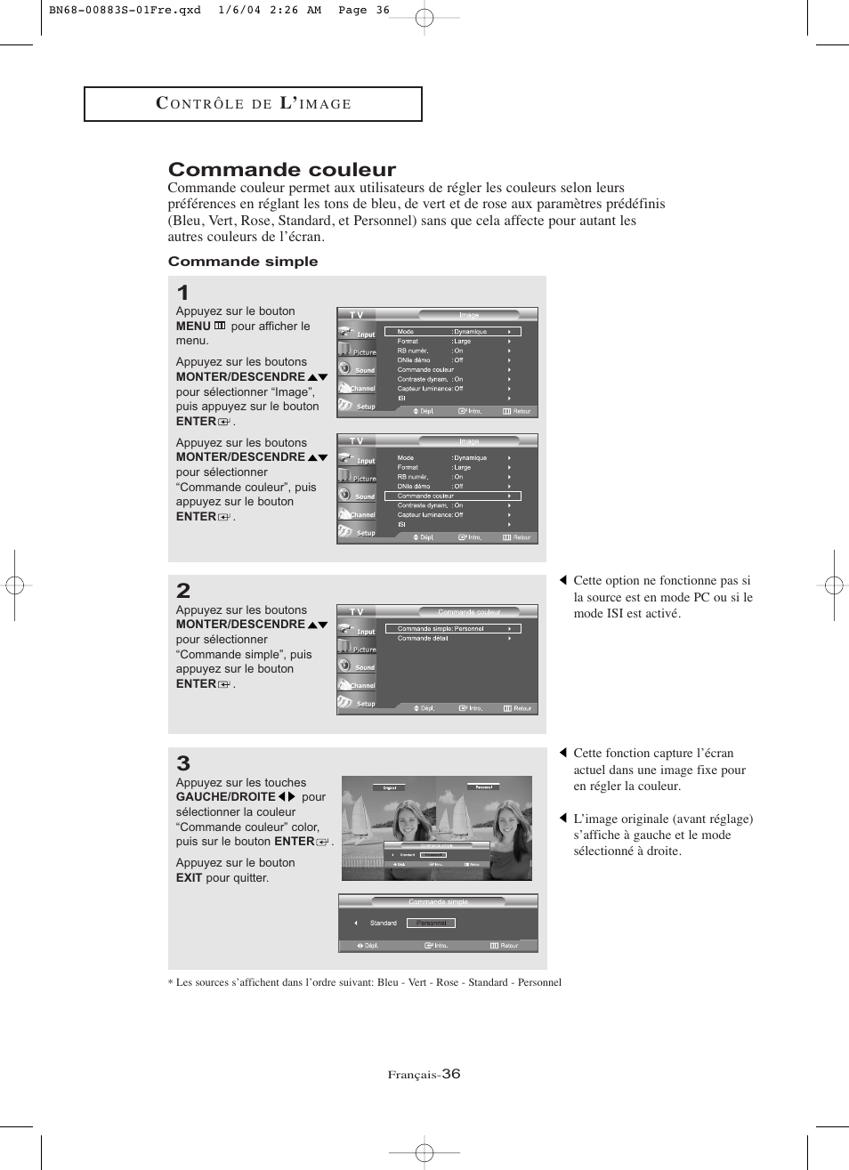 Commande couleur | Samsung LNR238WXCX-XAA User Manual | Page 127 / 258