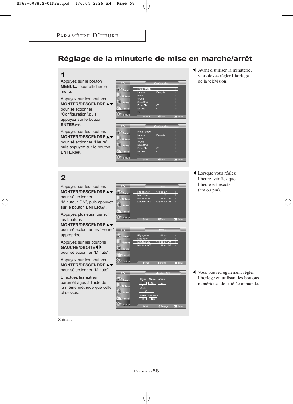 Réglage de la minuterie de mise en marche/arrêt | Samsung LNR238WXCX-XAA User Manual | Page 149 / 258