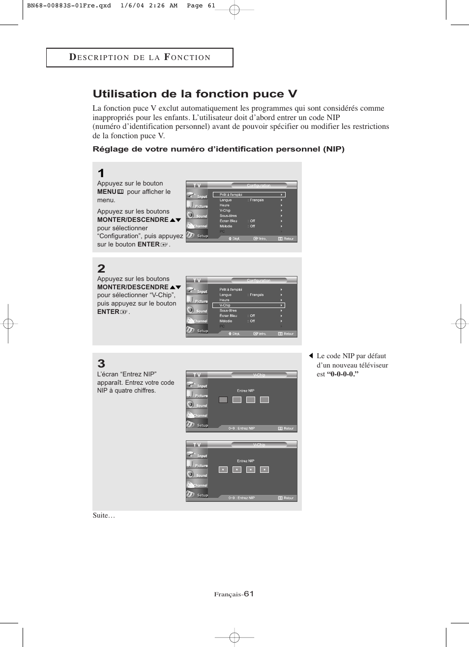 Utilisation de la fonction puce v | Samsung LNR238WXCX-XAA User Manual | Page 152 / 258