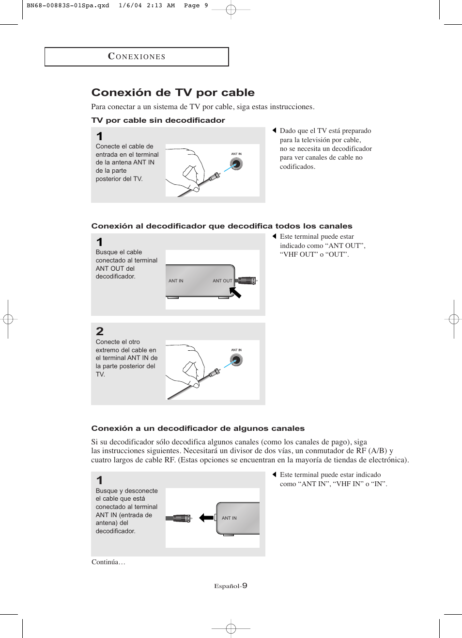 Conexión de tv por cable | Samsung LNR238WXCX-XAA User Manual | Page 186 / 258