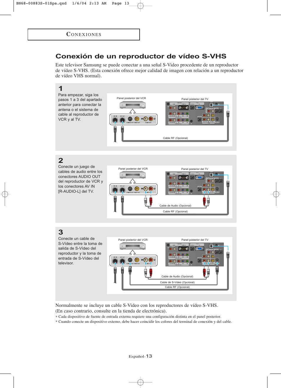 Conexión de un reproductor de vídeo s-vhs | Samsung LNR238WXCX-XAA User Manual | Page 190 / 258