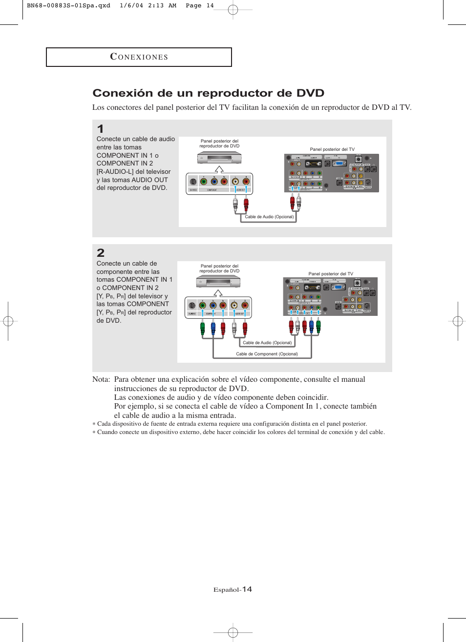 Conexión de un reproductor de dvd | Samsung LNR238WXCX-XAA User Manual | Page 191 / 258