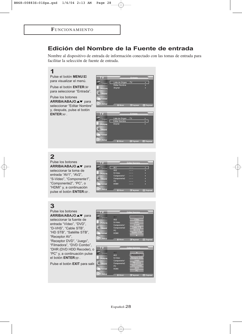 Edición del nombre de la fuente de entrada | Samsung LNR238WXCX-XAA User Manual | Page 205 / 258