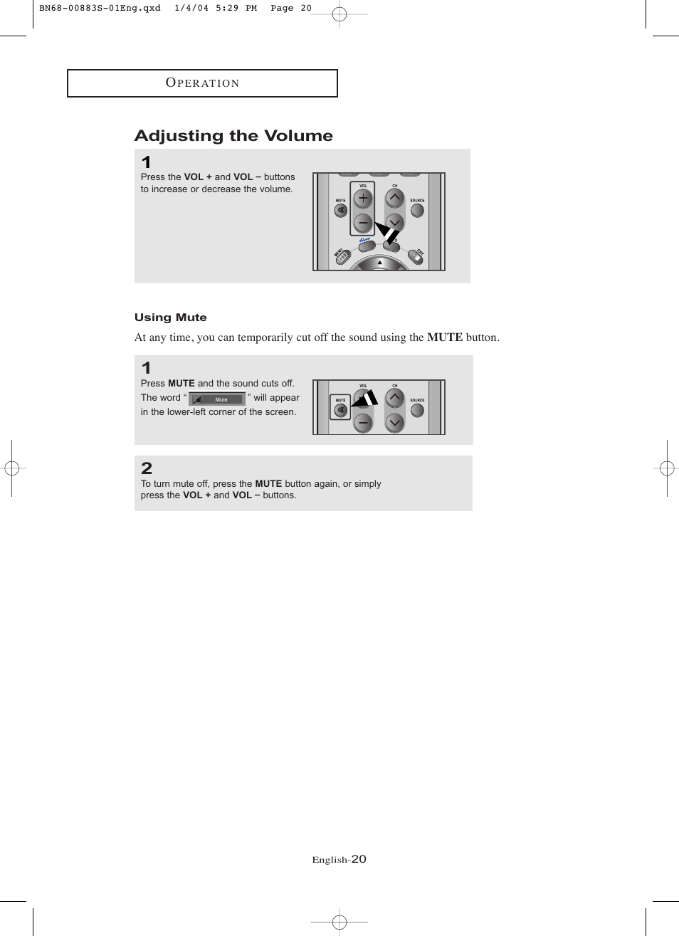 Adjusting the volume, Using mute | Samsung LNR238WXCX-XAA User Manual | Page 25 / 258