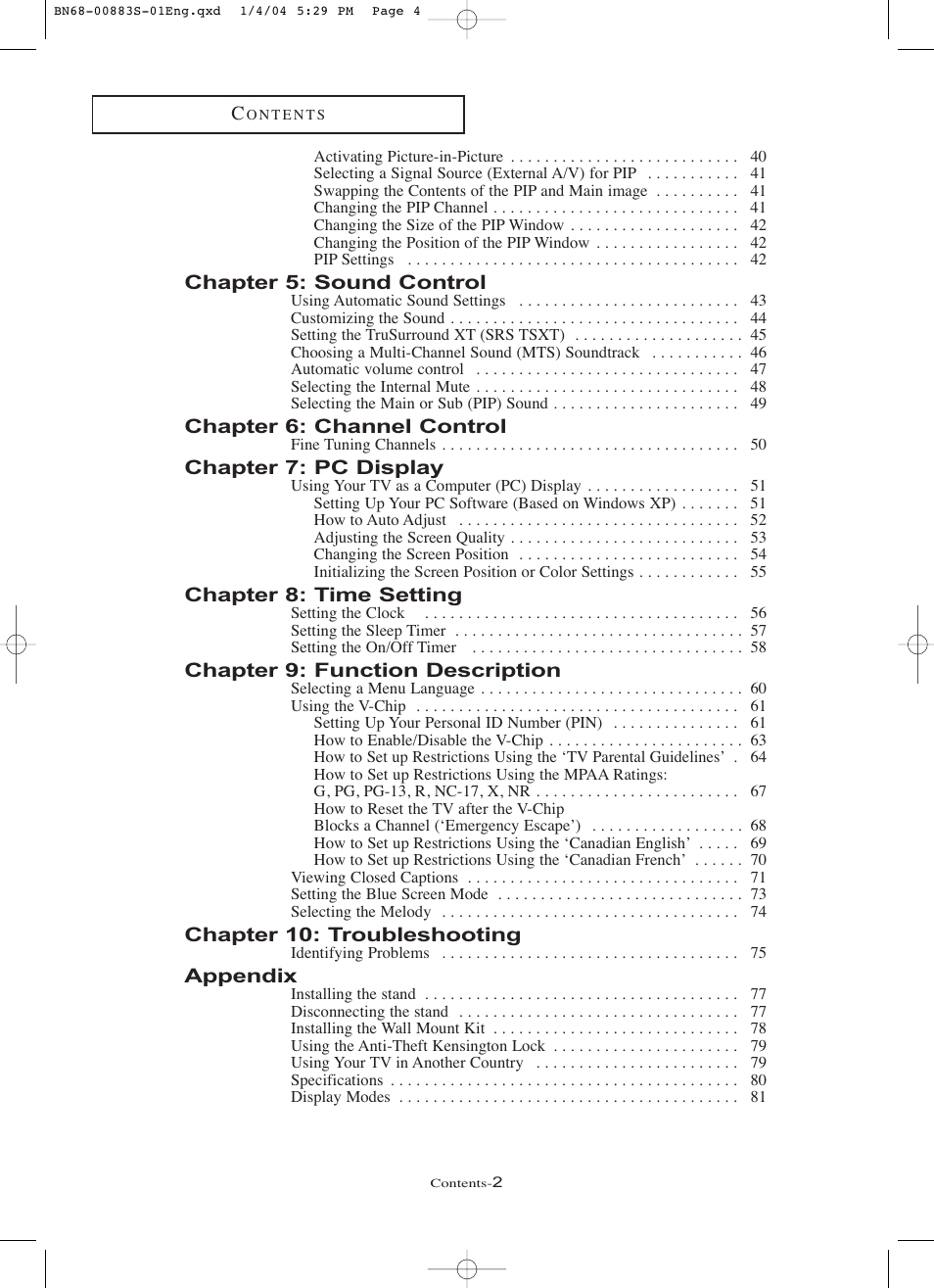 Samsung LNR238WXCX-XAA User Manual | Page 5 / 258