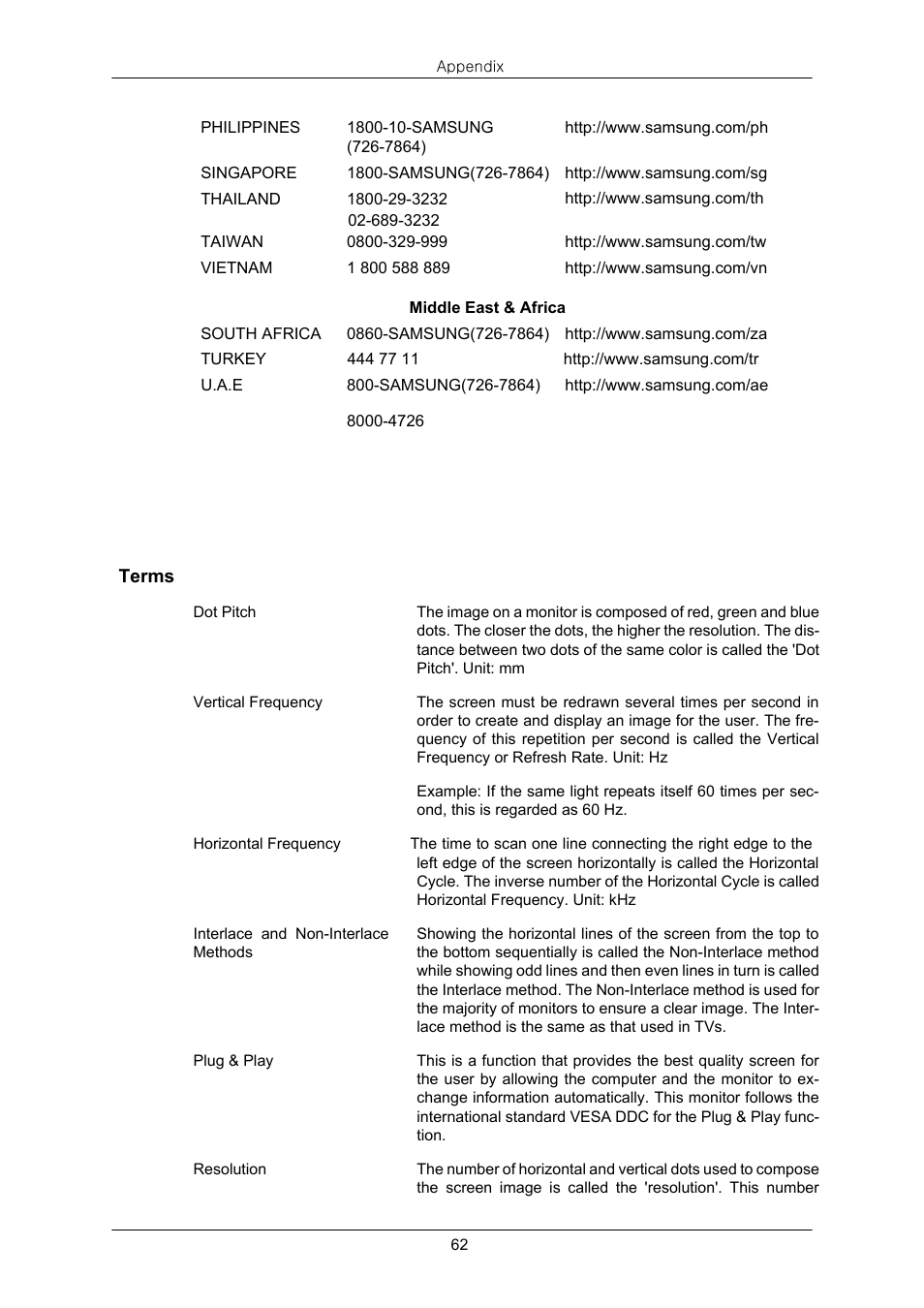 Terms | Samsung LS22CMKKFV-ZA User Manual | Page 63 / 64