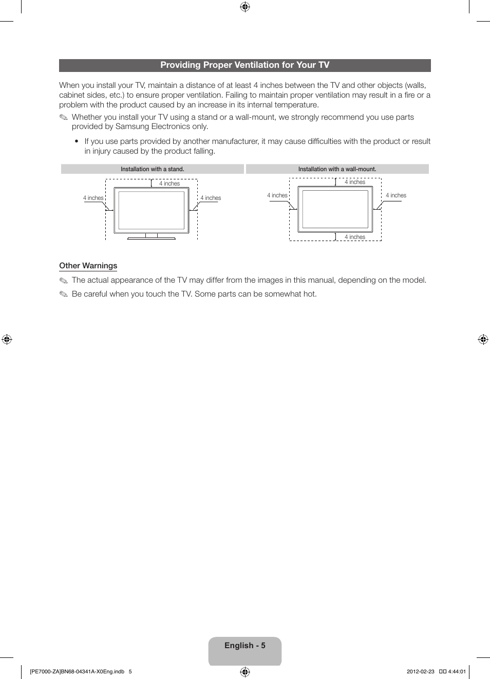 Samsung PN51E7000FFXZA User Manual | Page 5 / 45