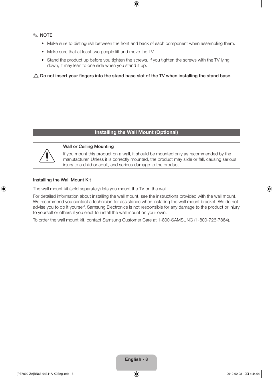 Samsung PN51E7000FFXZA User Manual | Page 8 / 45