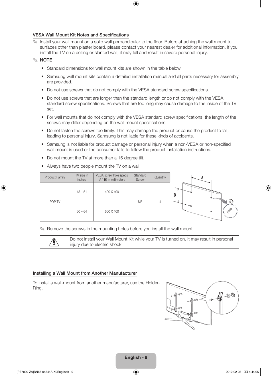 Samsung PN51E7000FFXZA User Manual | Page 9 / 45