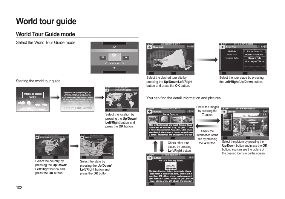 World tour guide, World tour guide mode, Select the world tour guide mode | Samsung EC-I85ZZBBA-AU User Manual | Page 102 / 130