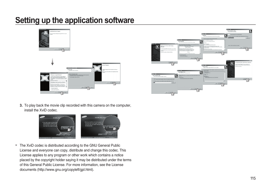Setting up the application software | Samsung EC-I85ZZBBA-AU User Manual | Page 115 / 130