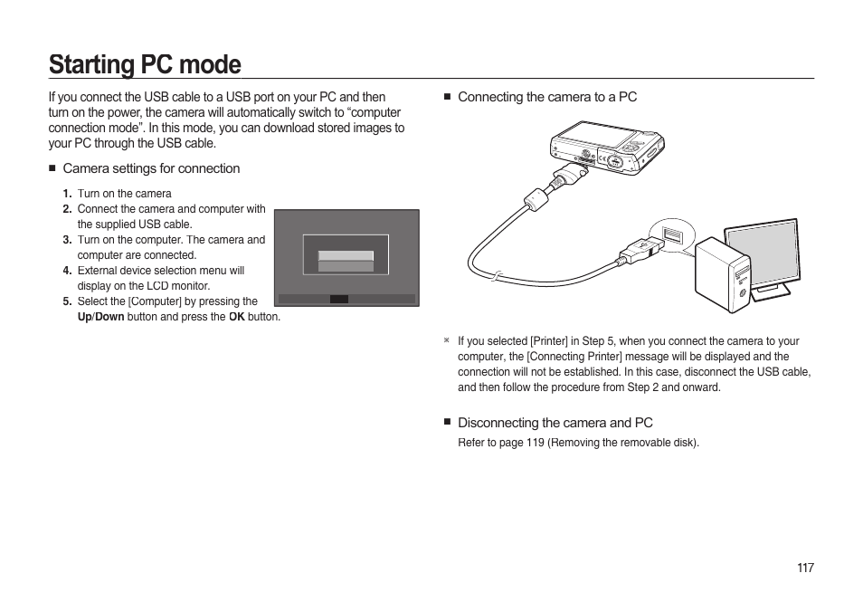 Starting pc mode | Samsung EC-I85ZZBBA-AU User Manual | Page 117 / 130