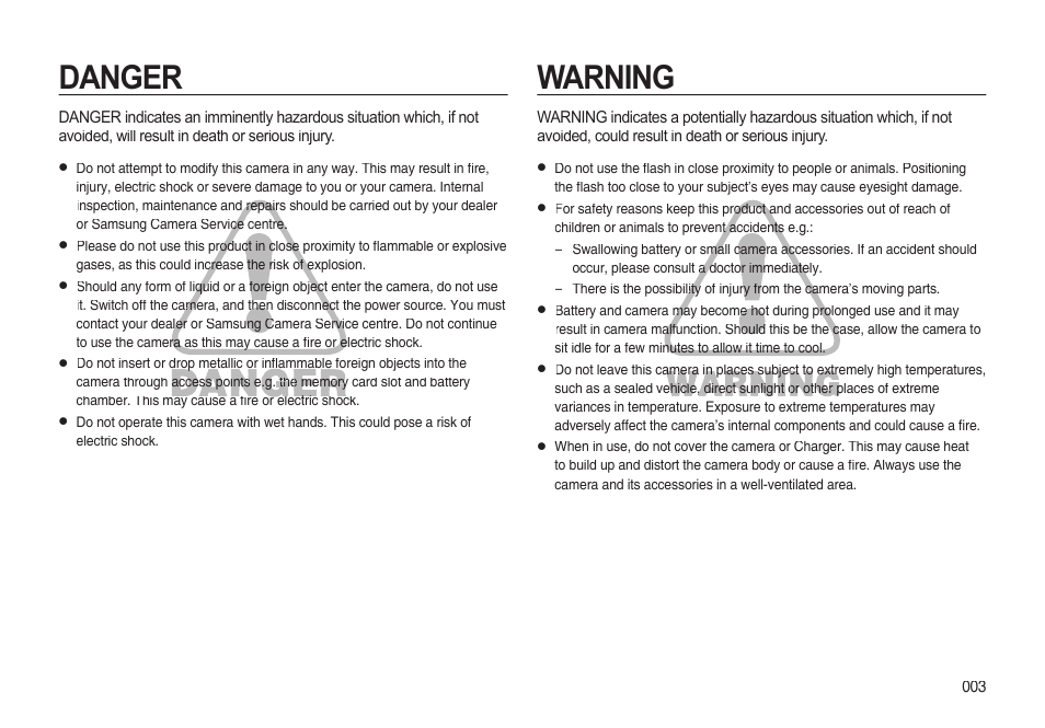 Danger warning | Samsung EC-I85ZZBBA-AU User Manual | Page 3 / 130