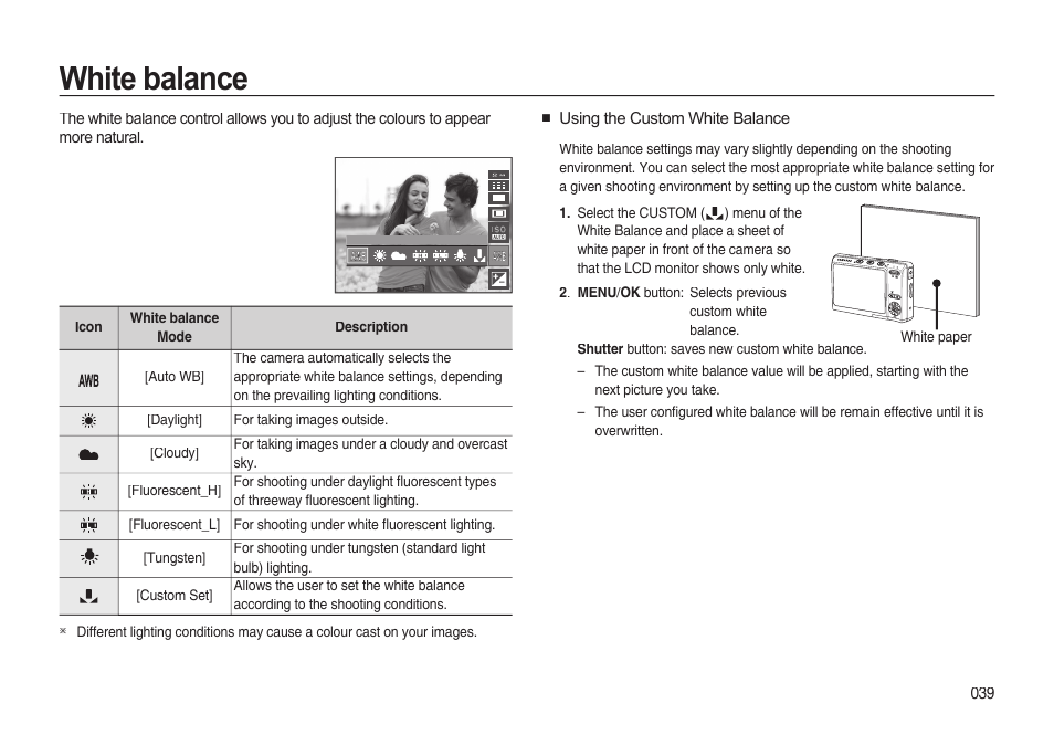 White balance | Samsung EC-I85ZZBBA-AU User Manual | Page 39 / 130