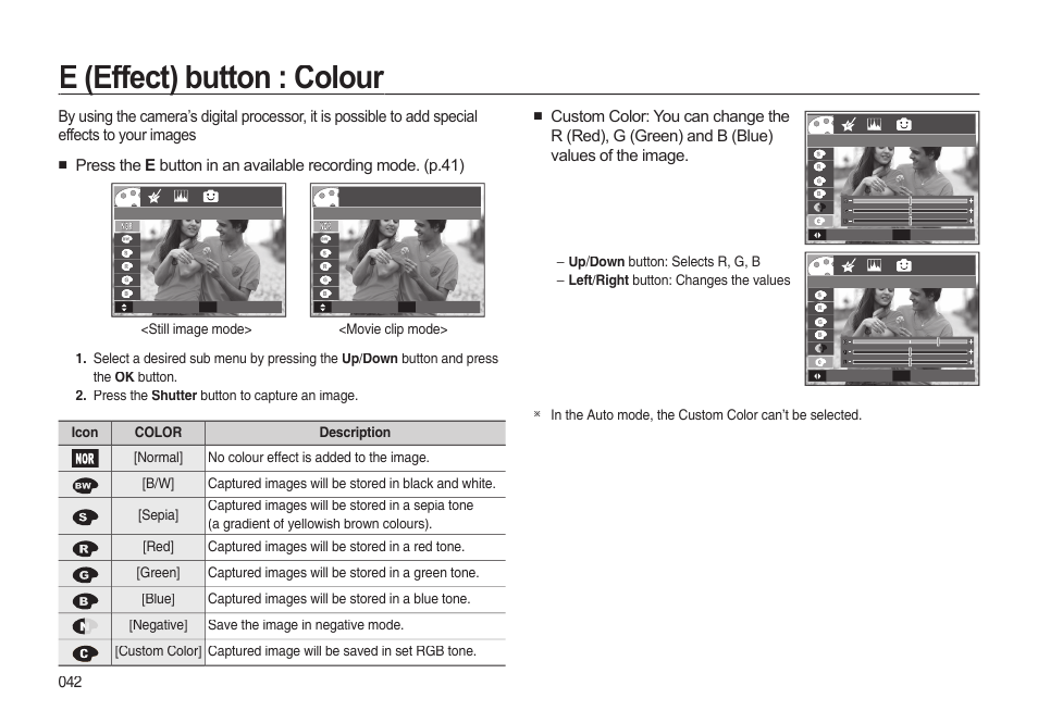 E (effect) button : colour | Samsung EC-I85ZZBBA-AU User Manual | Page 42 / 130